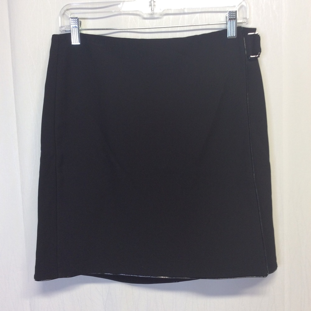 White House Black Market Skirt Black Faux Wrap 4
